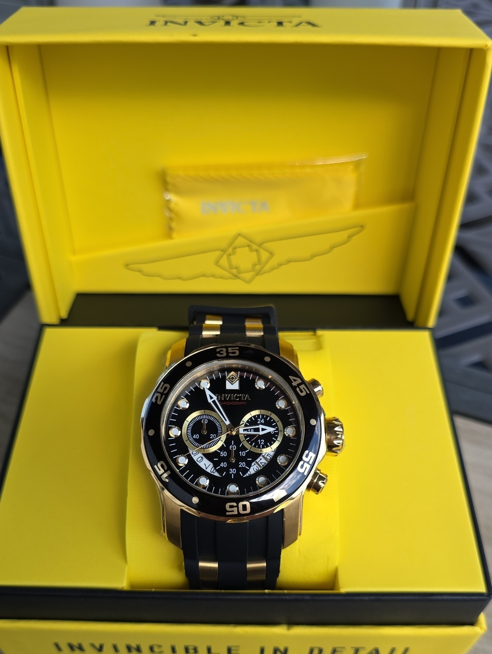 543.  Invicta Pro Diver SCUBA Men's Watch - 48mm. Gold, Black (6981)